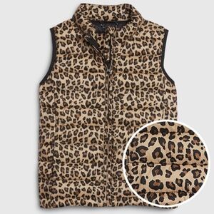 GAP Kids Upcycled Lightweight Cheetah Animal Print Puffer Vest Sz S